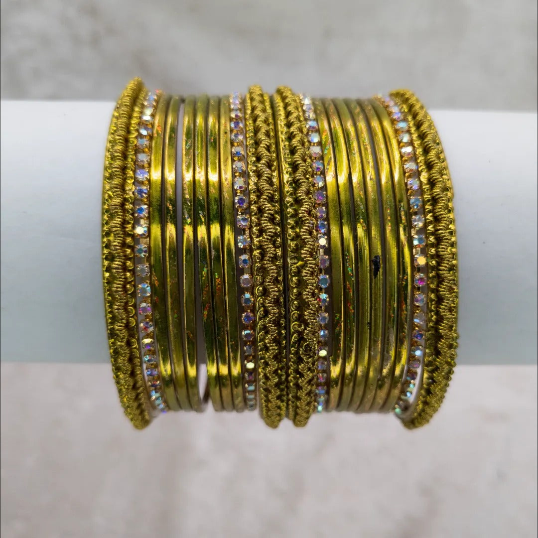 Armreifen Set - Metallische Glanz-Armreifen - Olivgrün