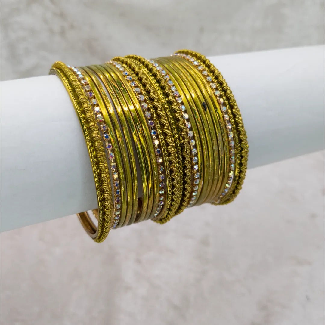 Armreifen Set - Metallische Glanz-Armreifen - Olivgrün