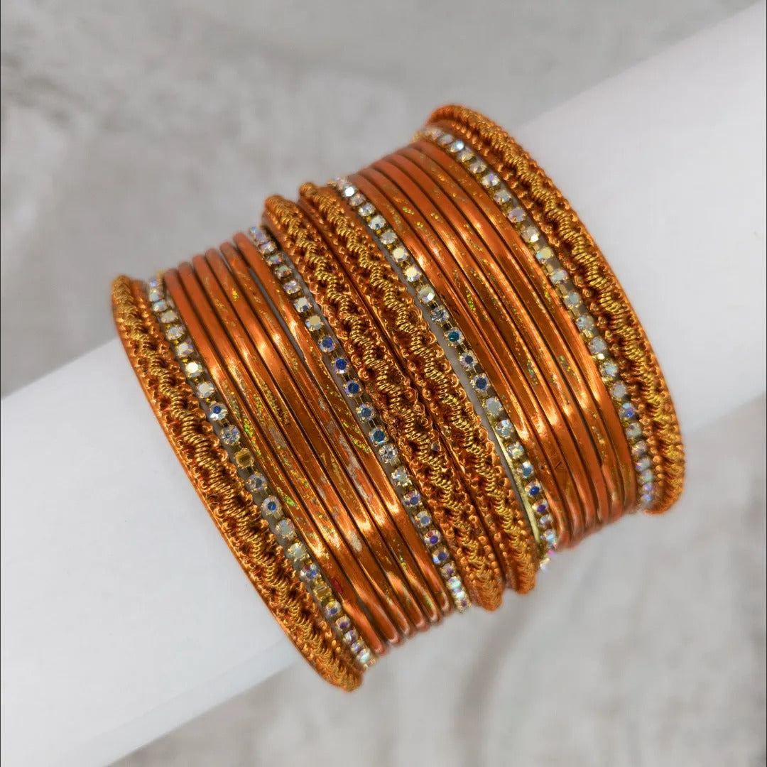 Armreifen Set - Metallische Glanz-Armreifen - Orange