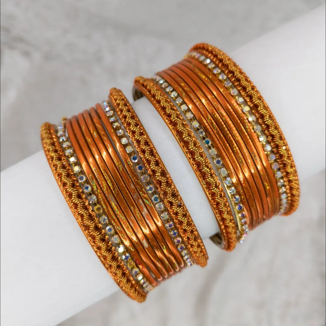 Armreifen Set - Metallische Glanz-Armreifen - Orange