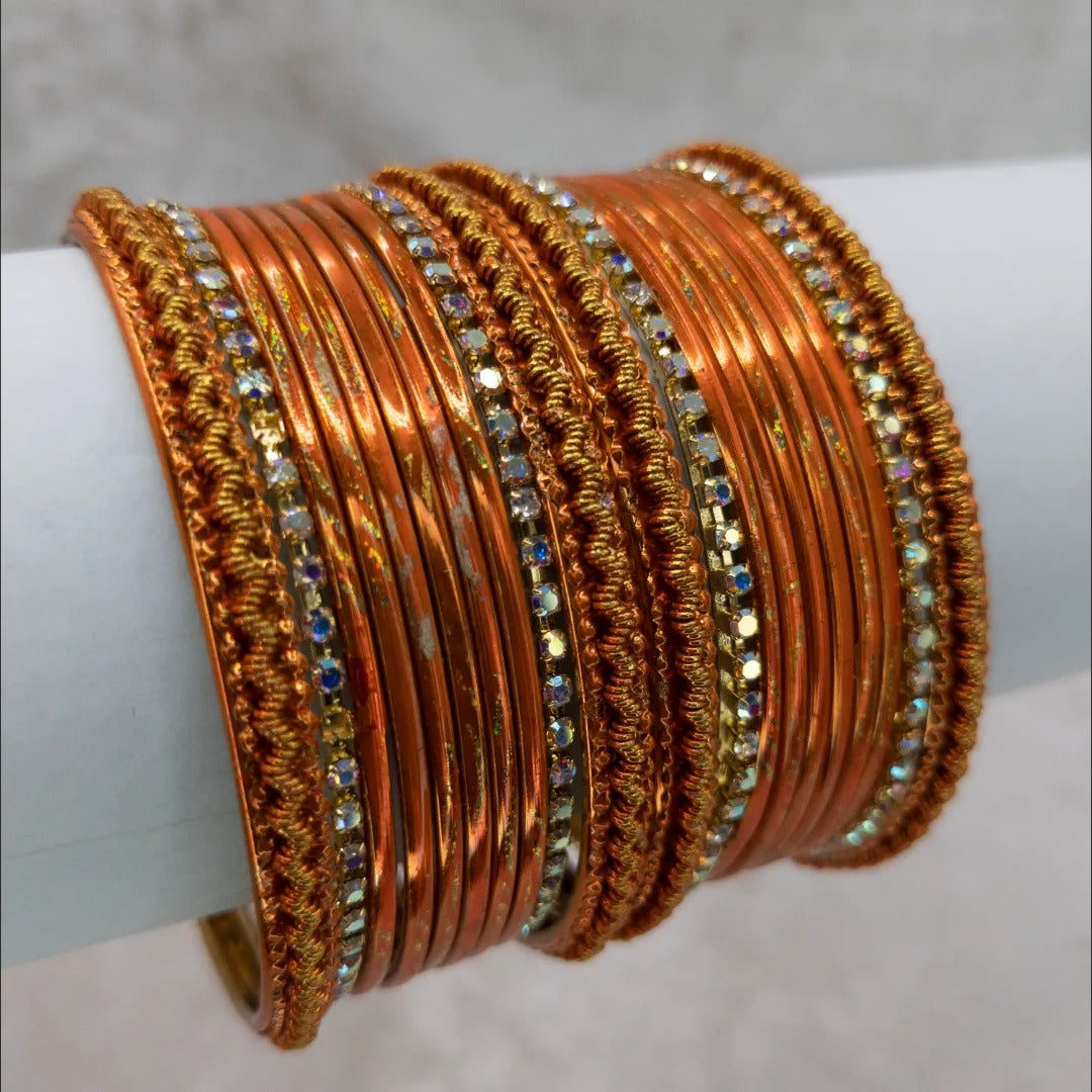 Armreifen Set - Metallische Glanz-Armreifen - Orange