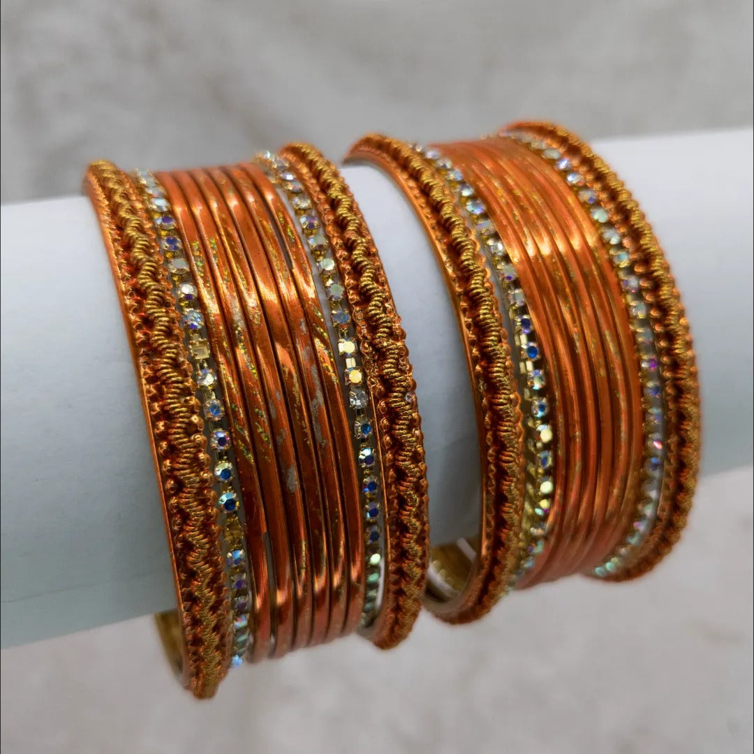 Armreifen Set - Metallische Glanz-Armreifen - Orange