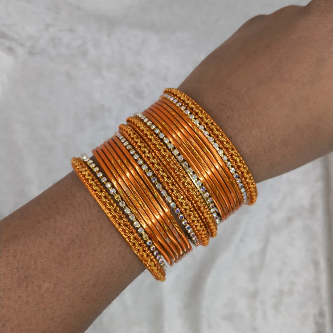 Armreifen Set - Metallische Glanz-Armreifen - Orange