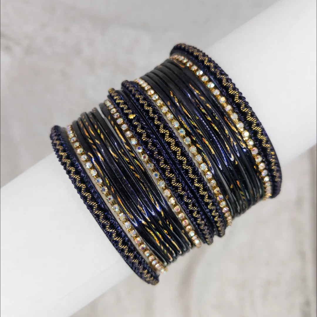 Armreifen Set - Metallische Glanz-Armreifen - Dunkel Blau