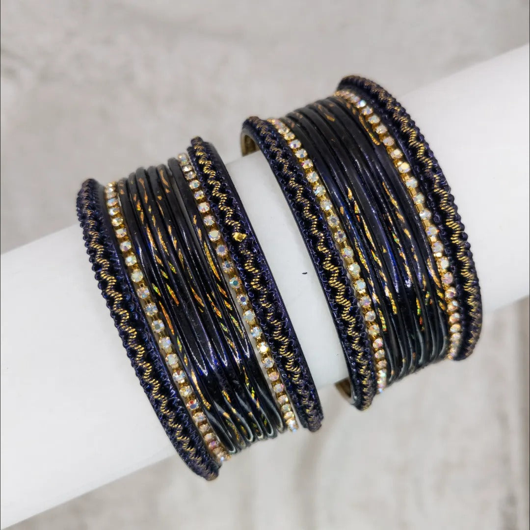 Armreifen Set - Metallische Glanz-Armreifen - Dunkel Blau