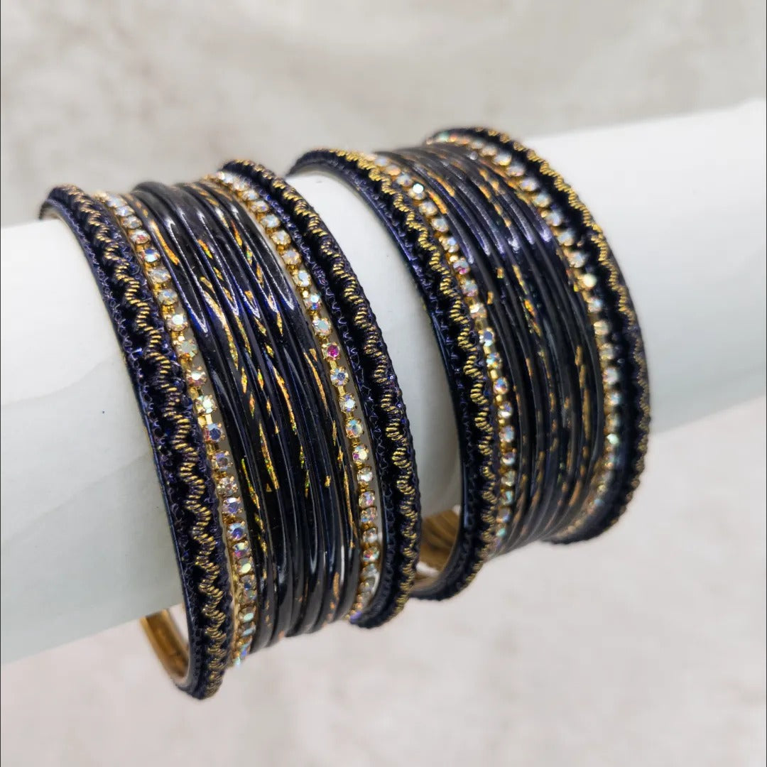 Armreifen Set - Metallische Glanz-Armreifen - Dunkel Blau