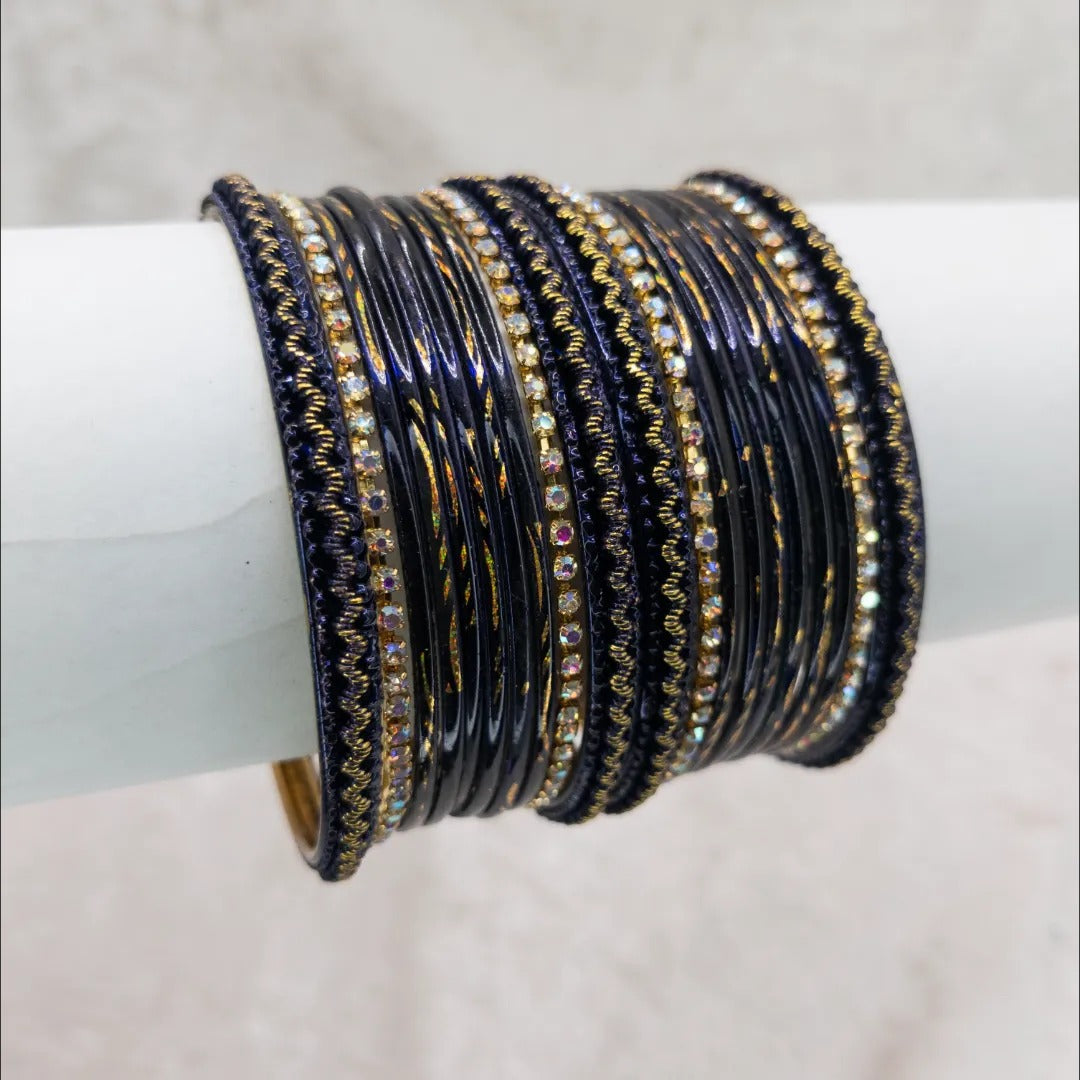 Armreifen Set - Metallische Glanz-Armreifen - Dunkel Blau