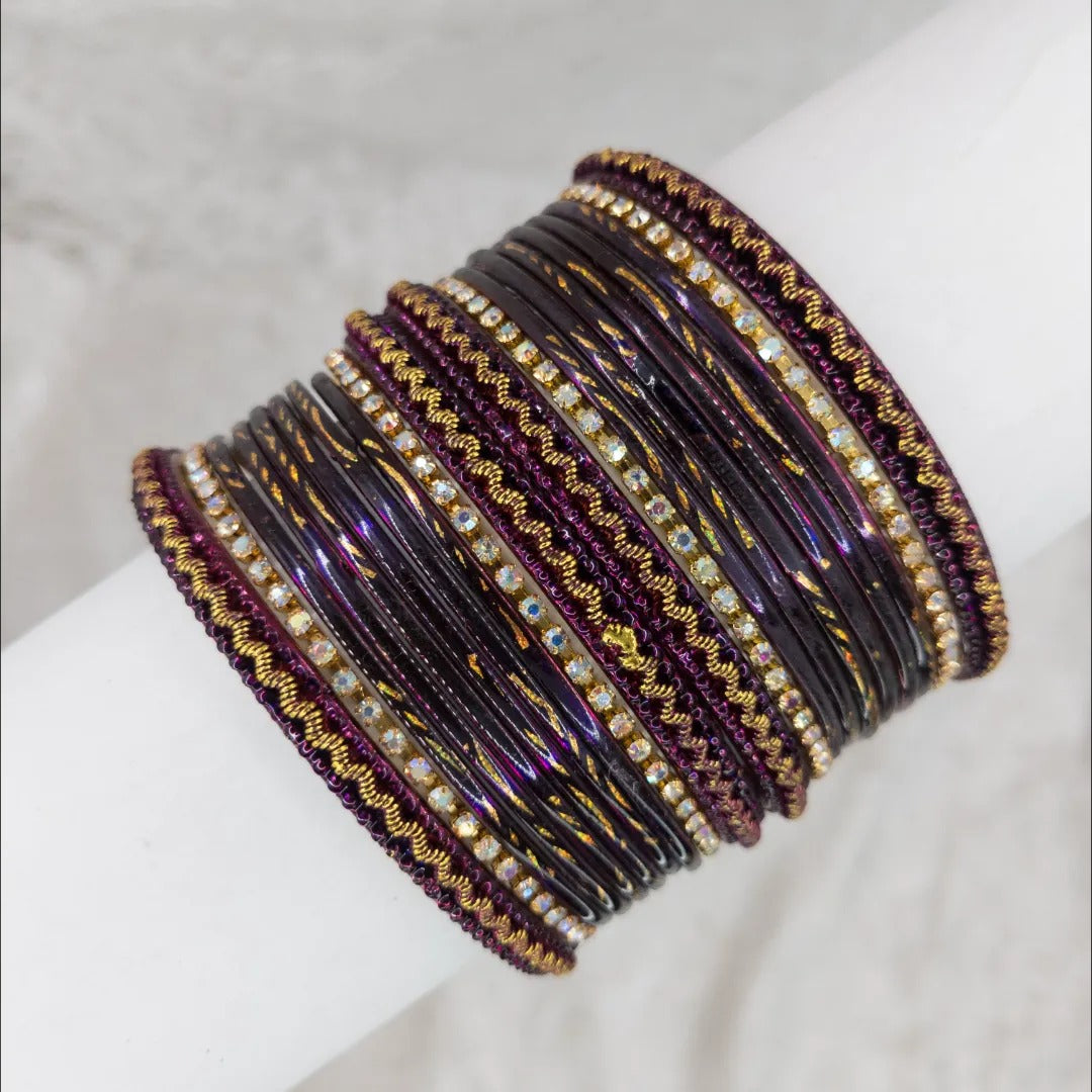 Armreifen Set - Metallische Glanz-Armreifen - Dunkel Lila