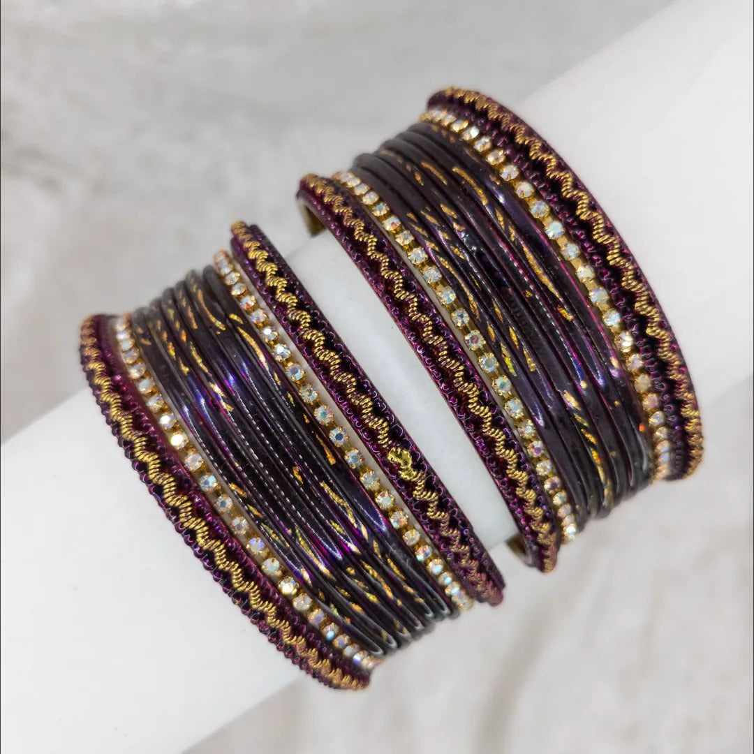 Armreifen Set - Metallische Glanz-Armreifen - Dunkel Lila