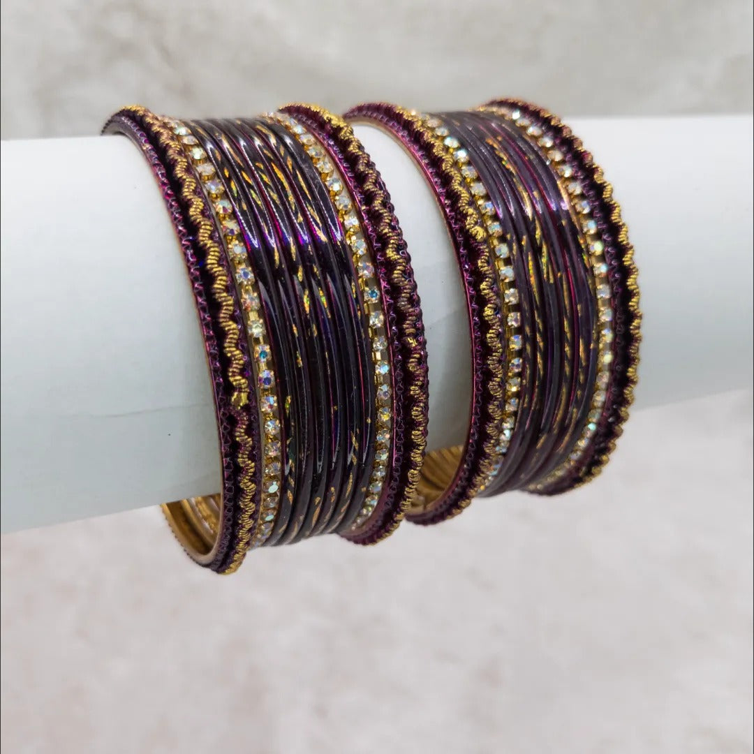 Armreifen Set - Metallische Glanz-Armreifen - Dunkel Lila