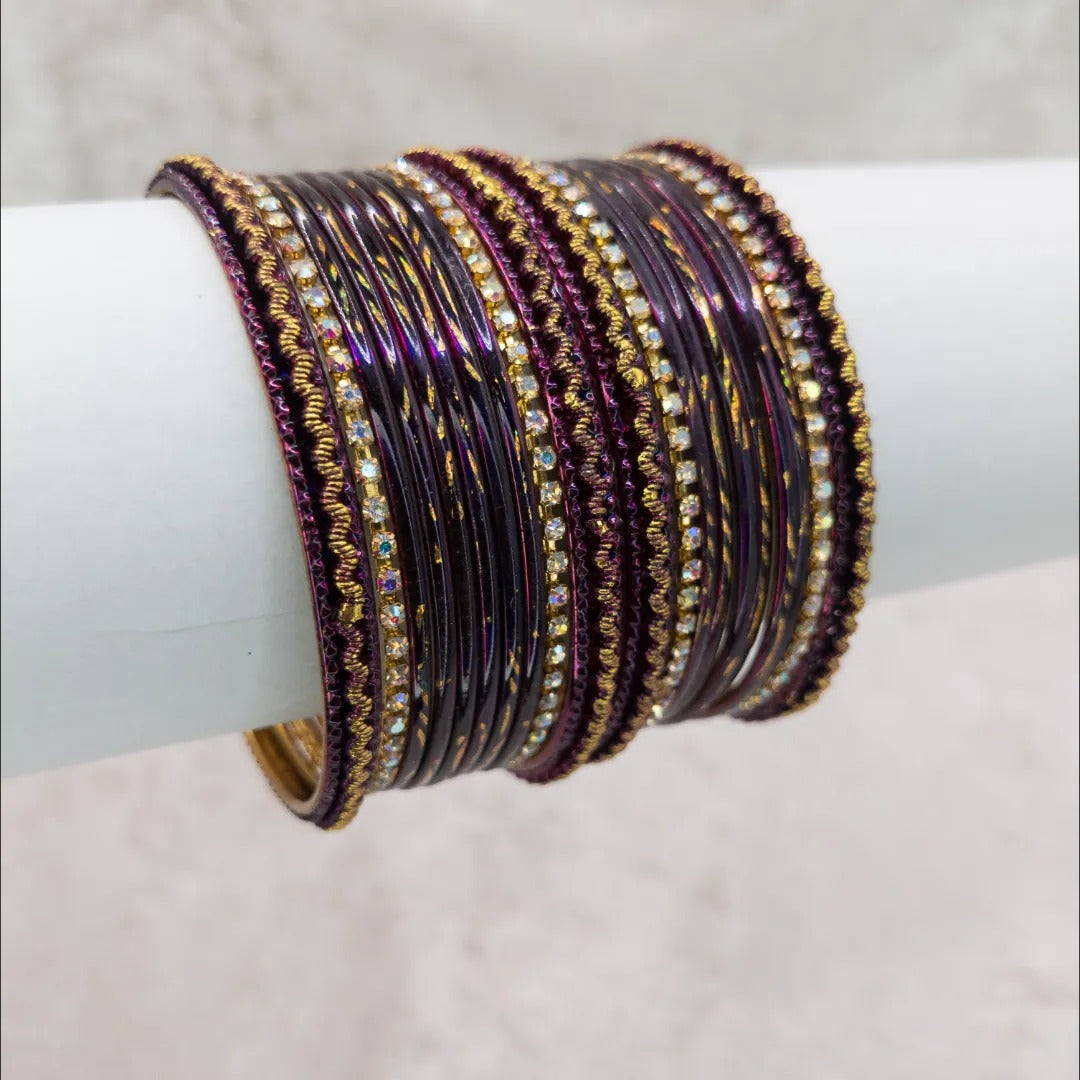 Armreifen Set - Metallische Glanz-Armreifen - Dunkel Lila