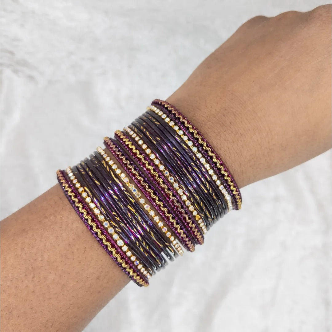 Armreifen Set - Metallische Glanz-Armreifen - Dunkel Lila