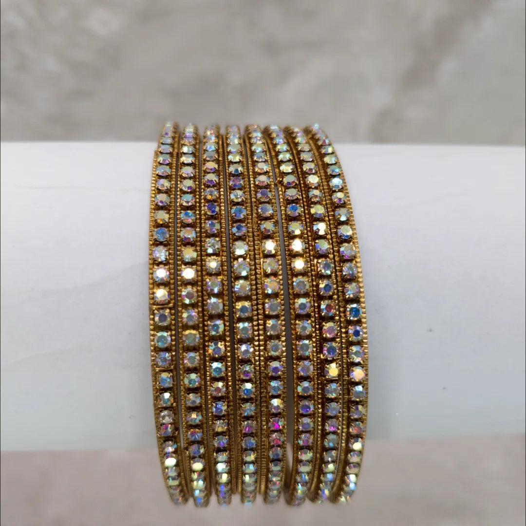Armreifen Set - Rainbow steine Armreifen - gold| 8 Armreifen
