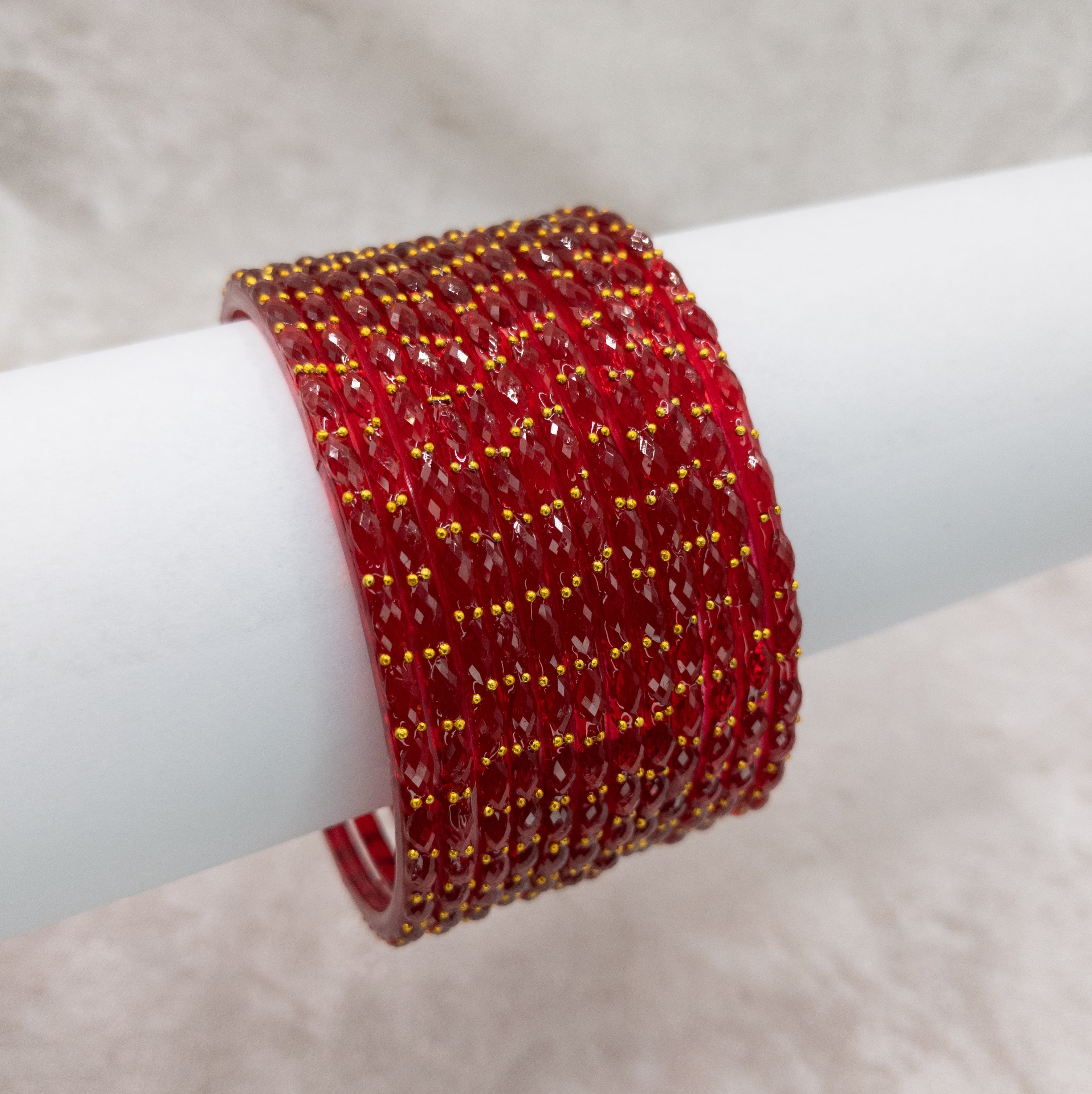 Rain Drop Glas Armreifen – 12er Set - rot