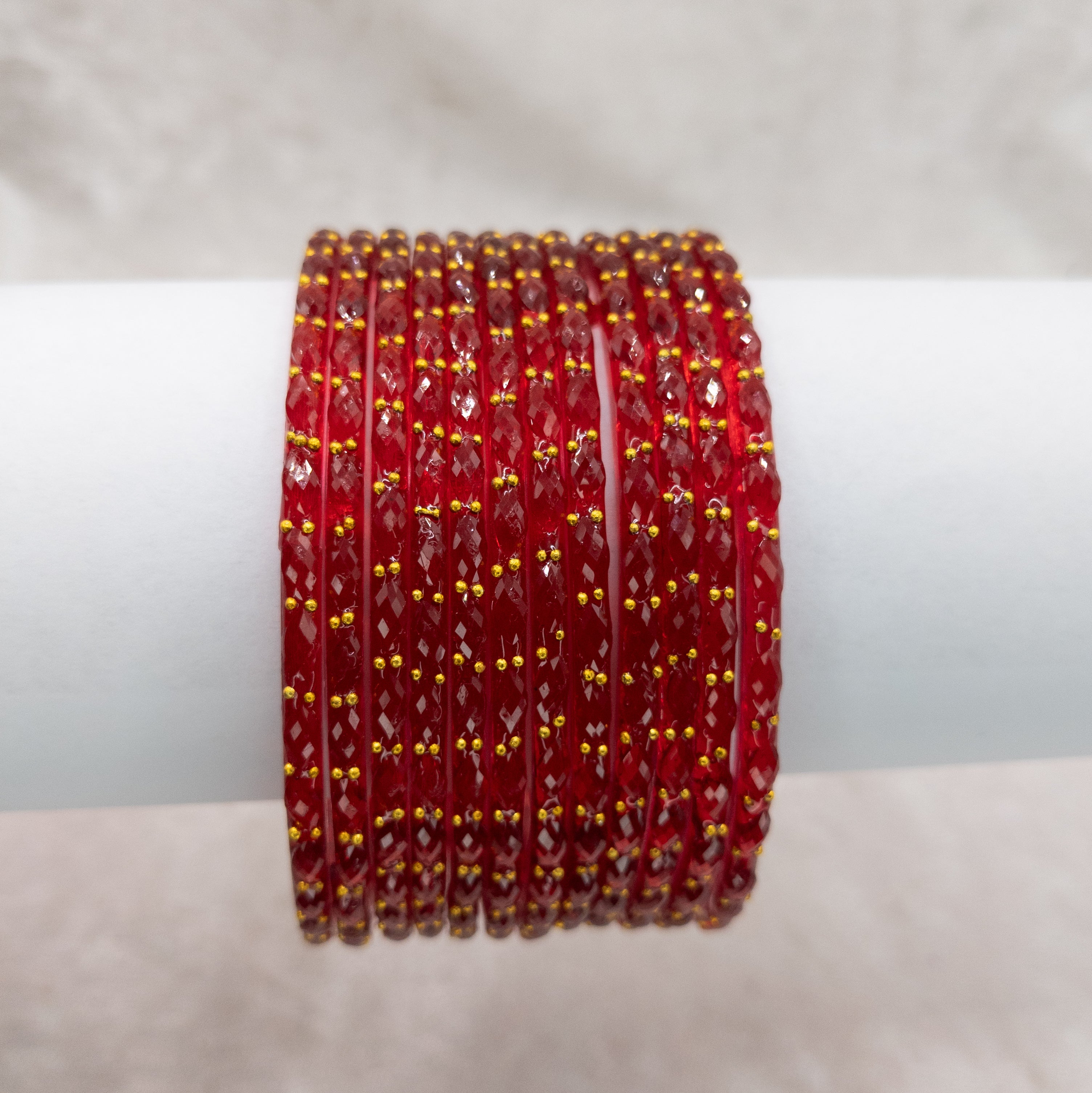 Rain Drop Glas Armreifen – 12er Set - rot