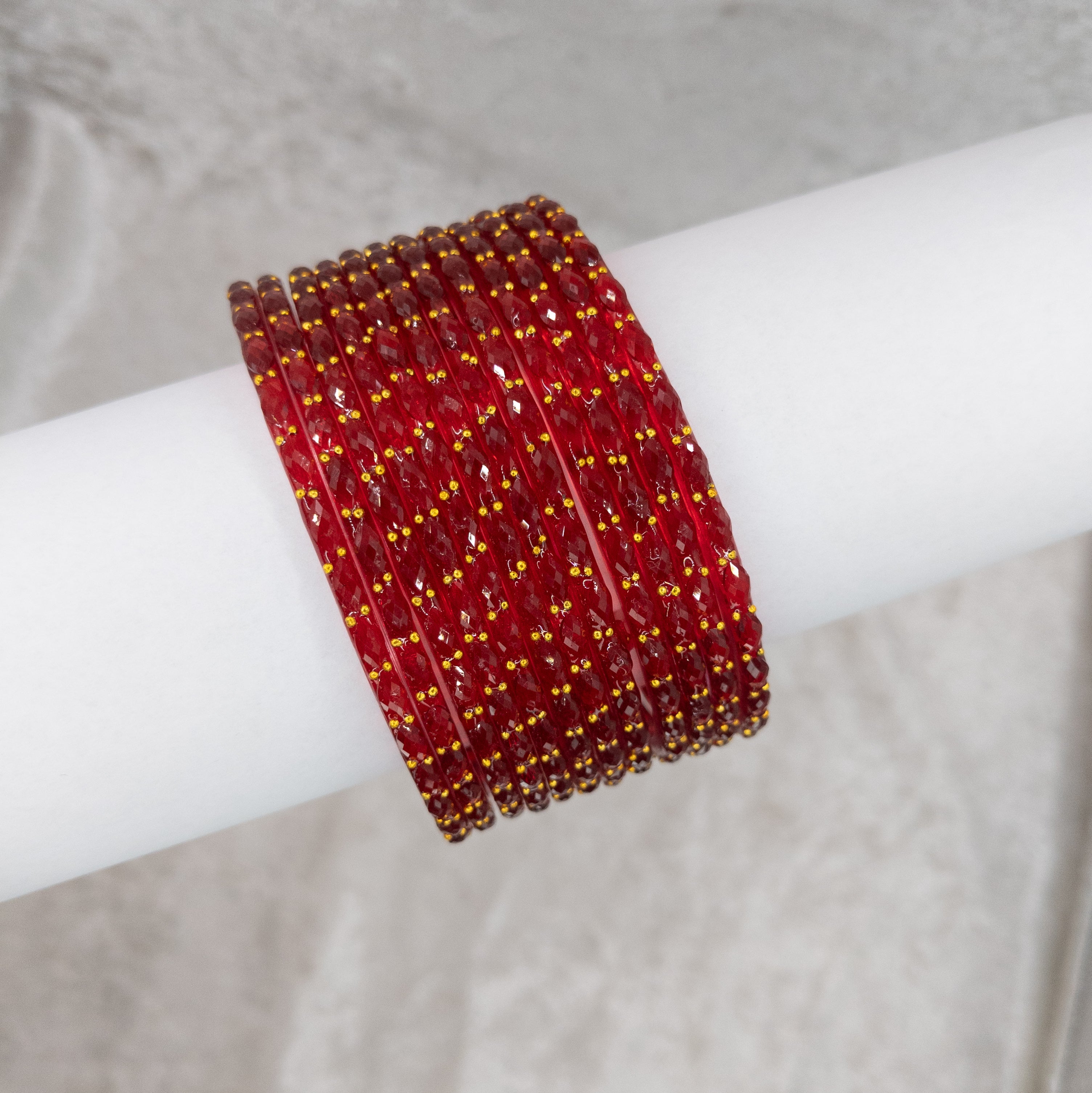 Rain Drop Glas Armreifen – 12er Set - rot