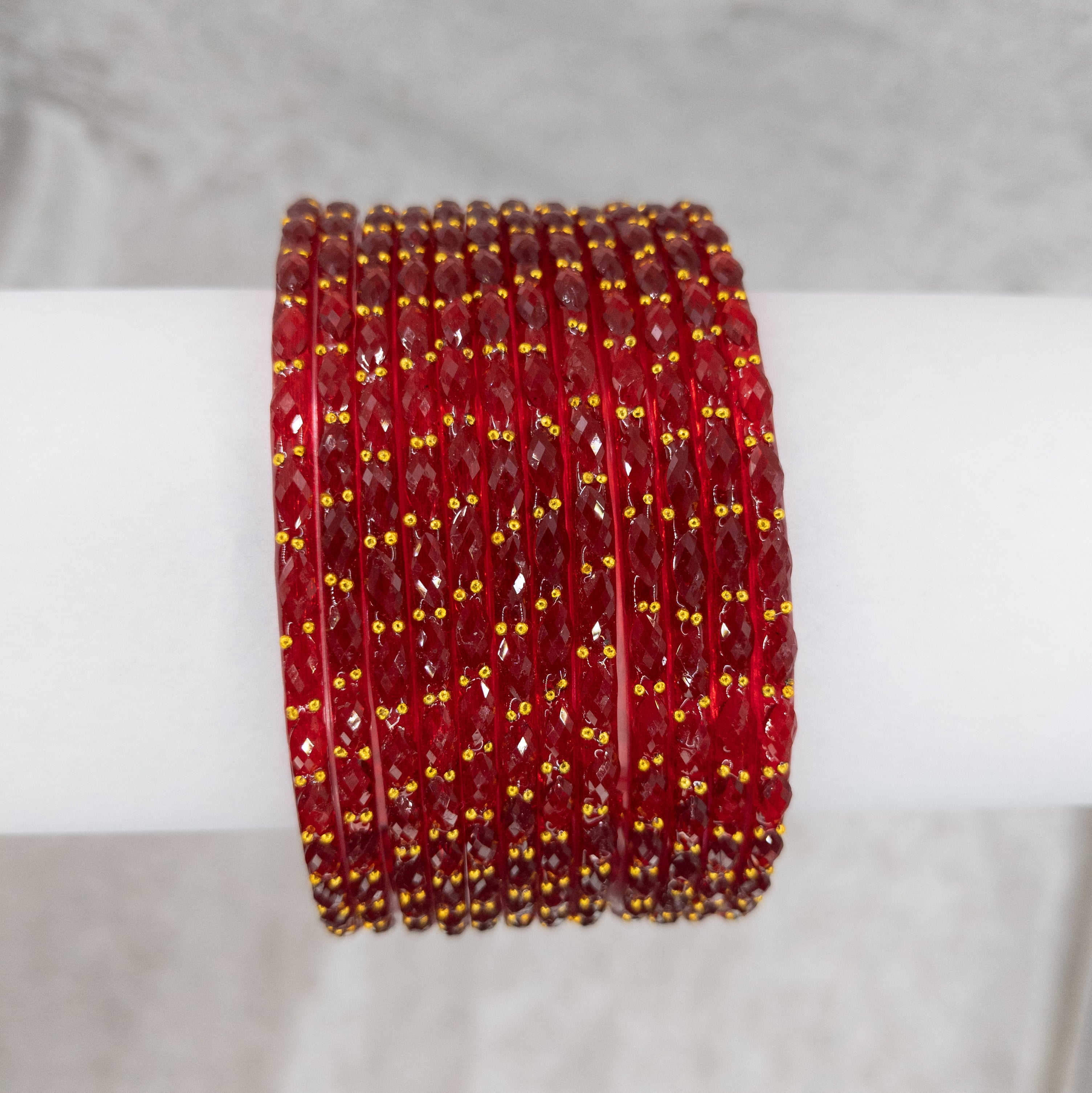 Rain Drop Glas Armreifen – 12er Set - rot