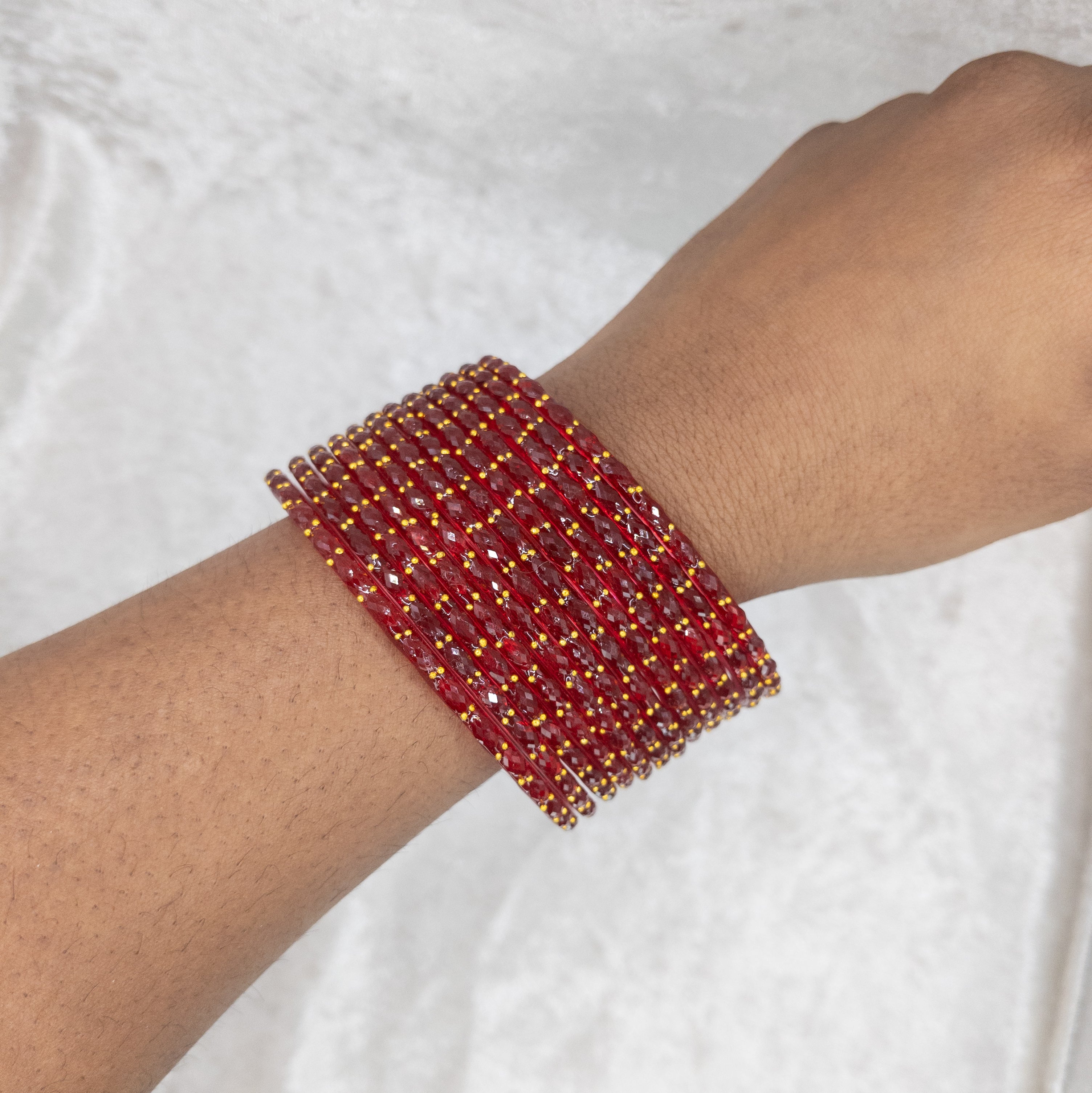 Rain Drop Glas Armreifen – 12er Set - rot