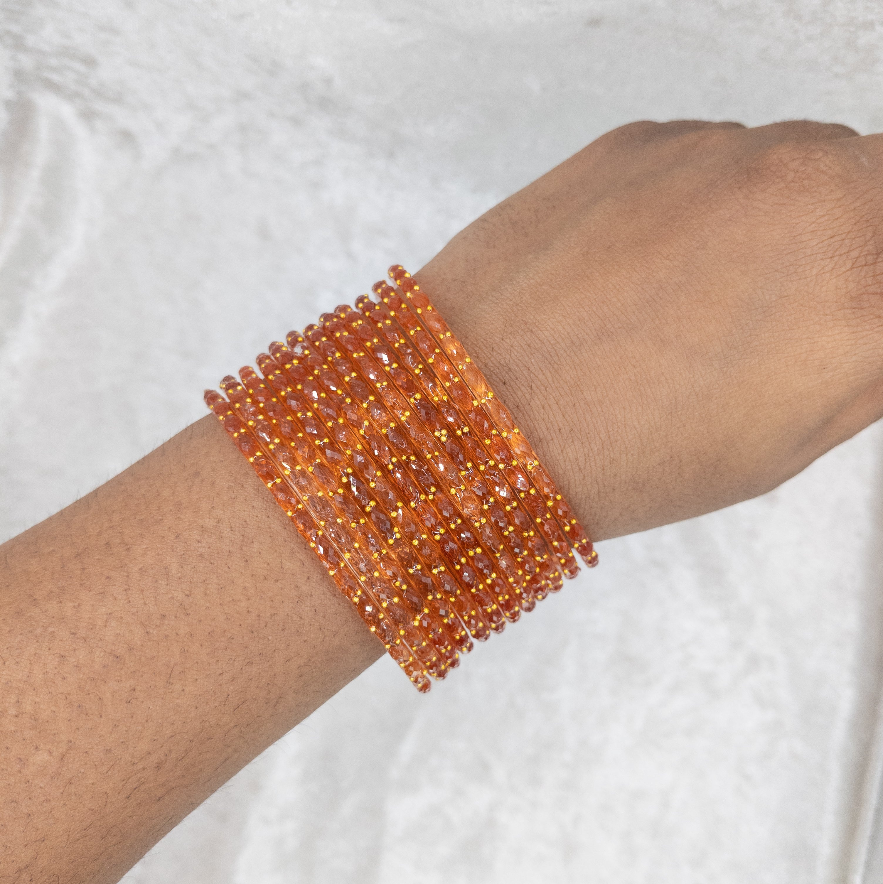 Rain Drop Glas Armreifen – 12er Set - orange