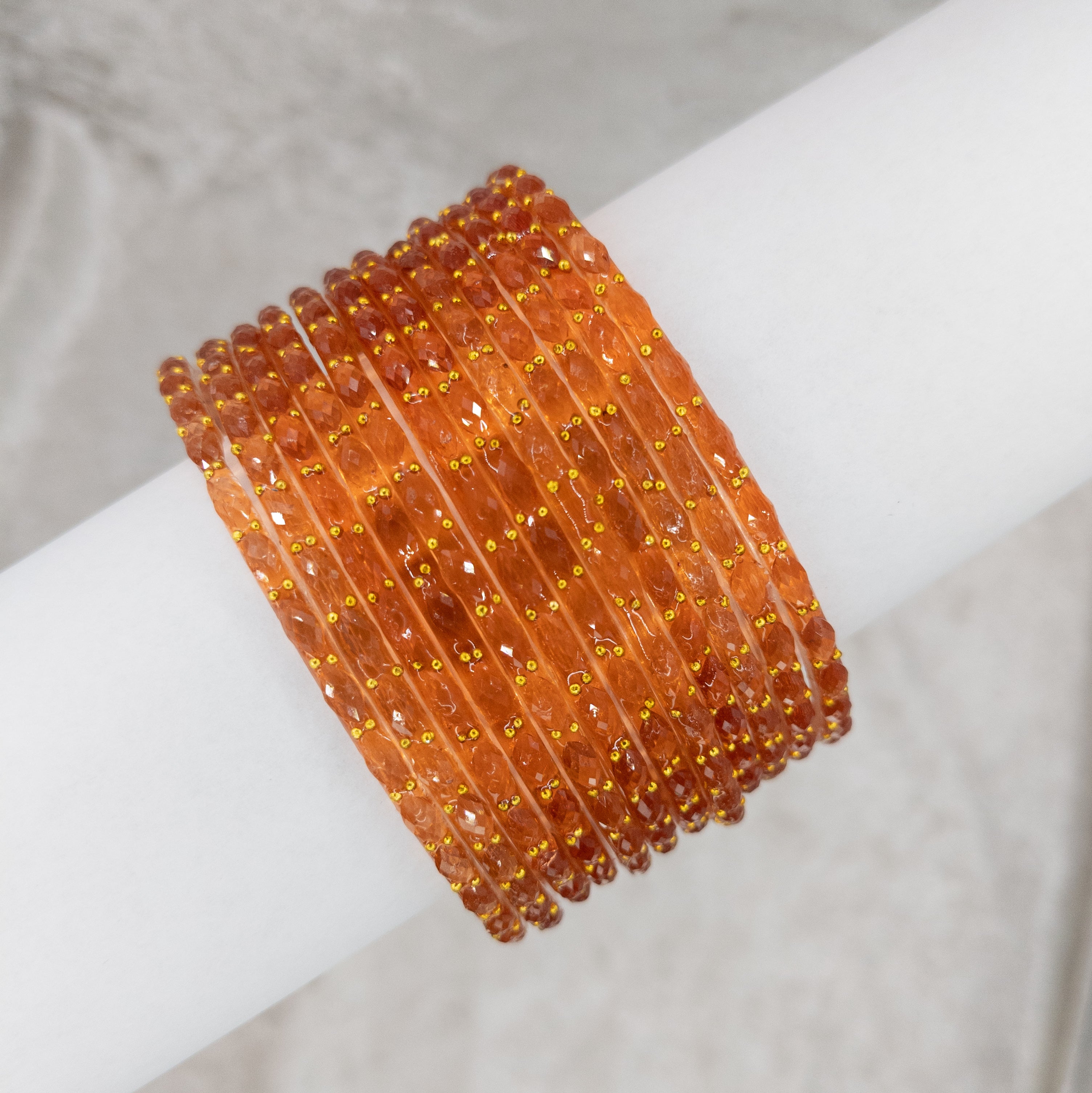 Rain Drop Glas Armreifen – 12er Set - orange