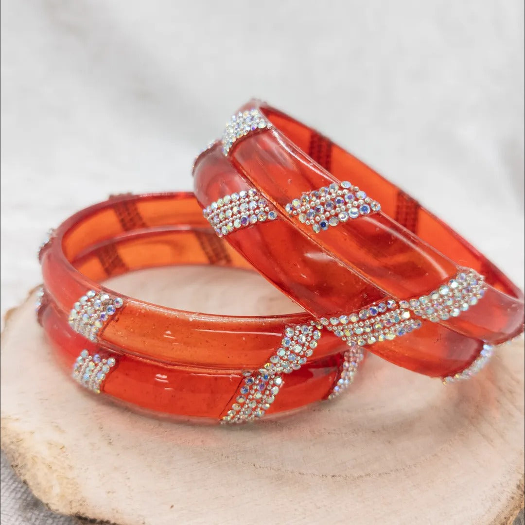 Transparente Glas Armreifen – rot