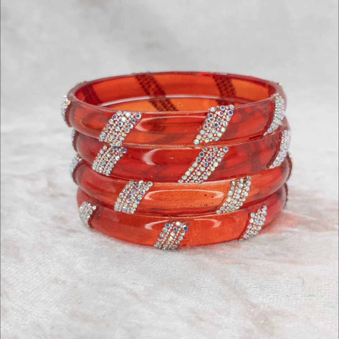 Transparente Glas Armreifen – rot