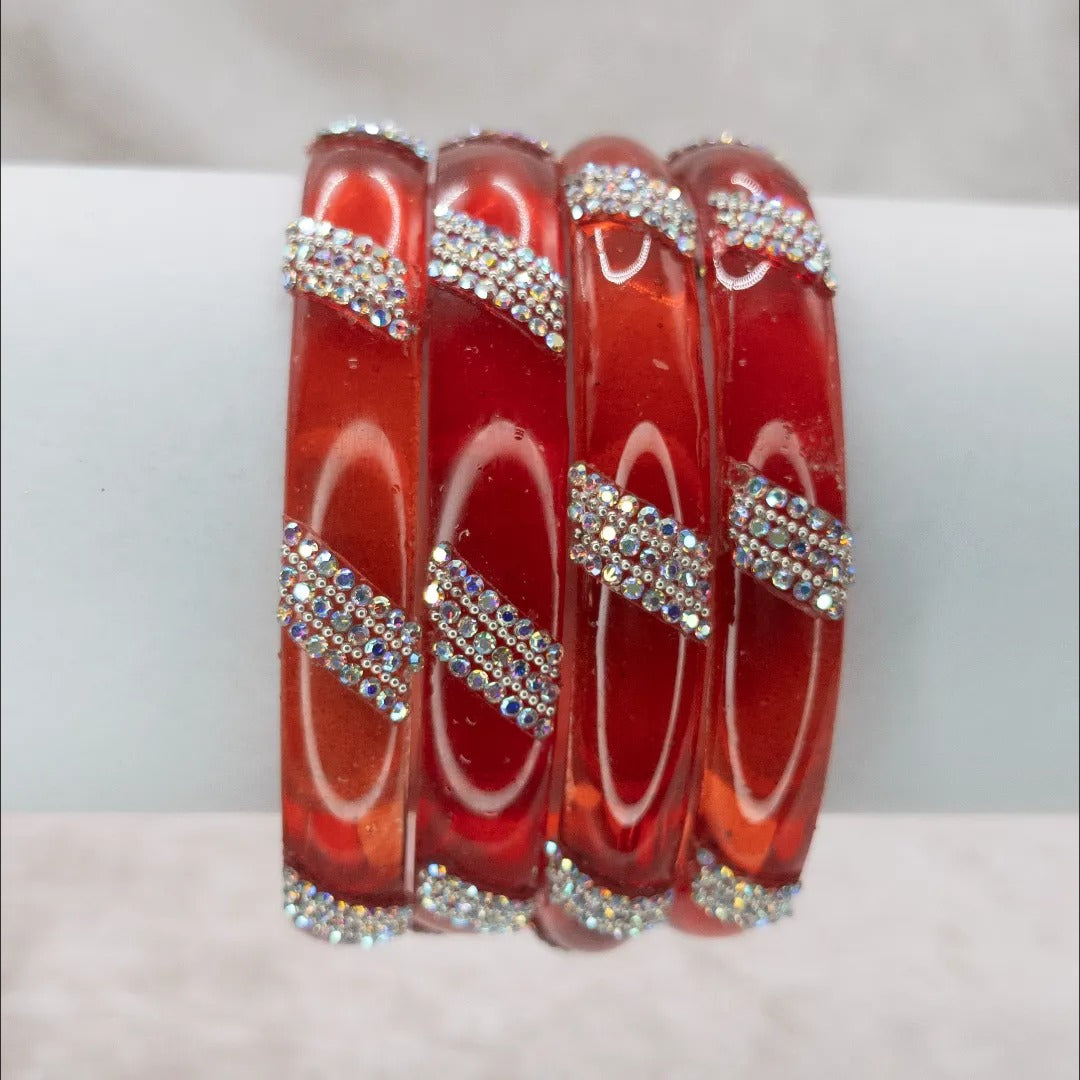 Transparente Glas Armreifen – rot