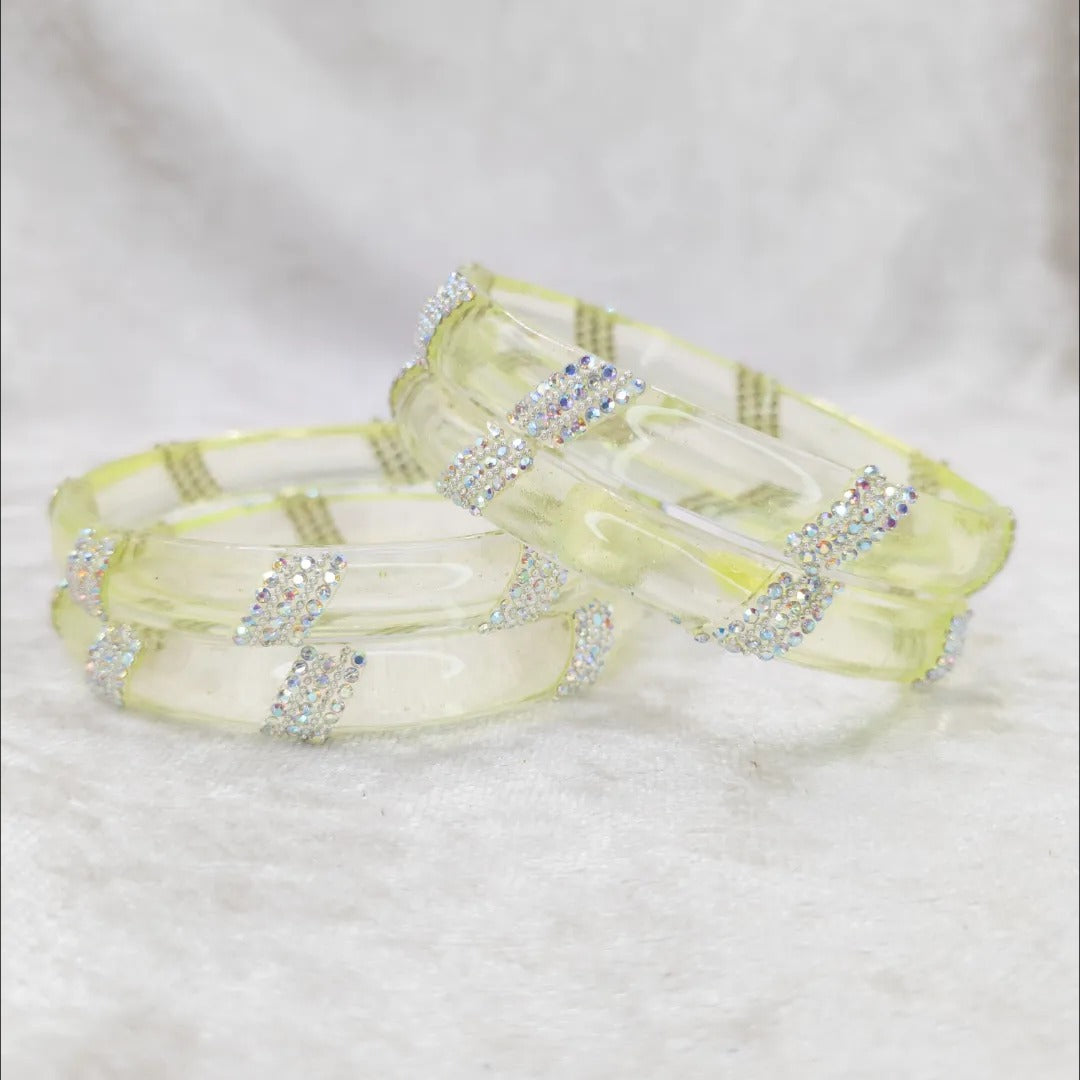 Transparent Glass Bangles – olive green