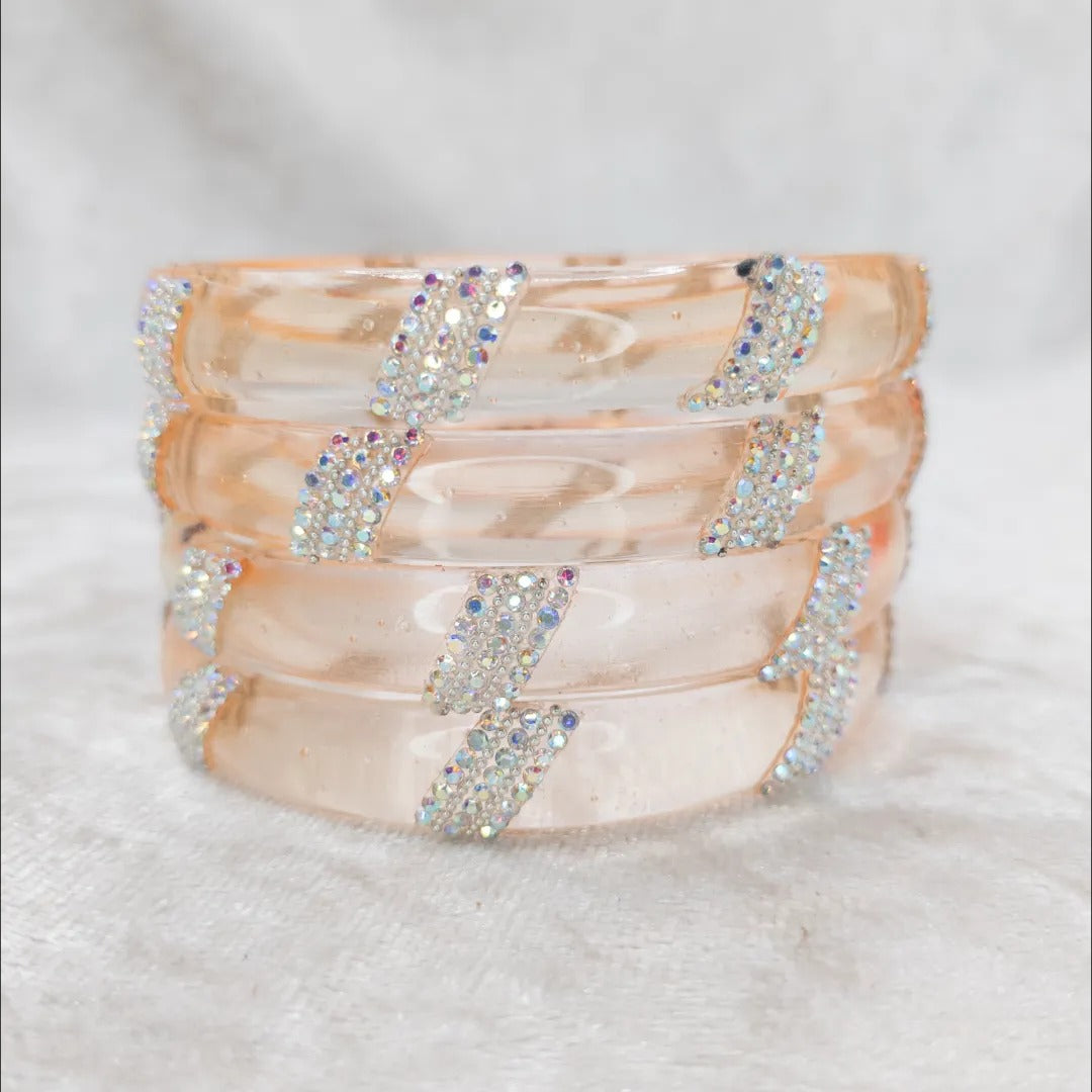 Transparente Glas Armreifen – beige