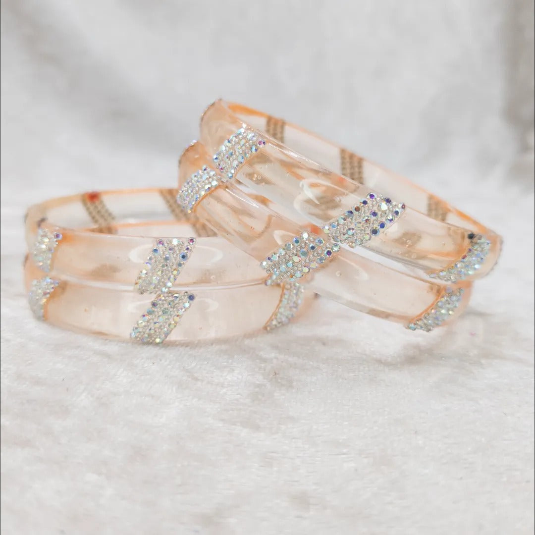 Transparente Glas Armreifen – beige