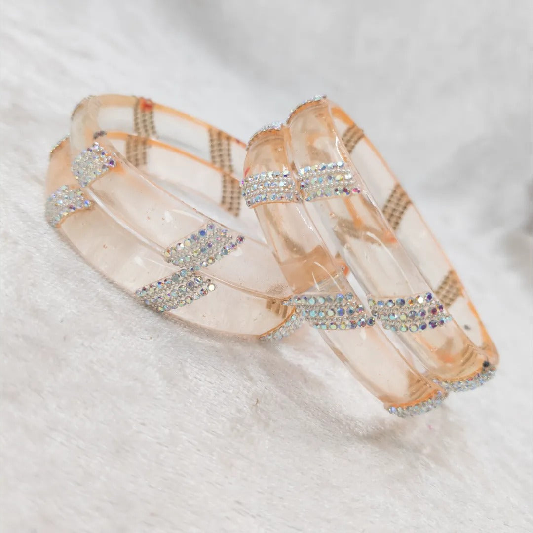 Transparente Glas Armreifen – beige