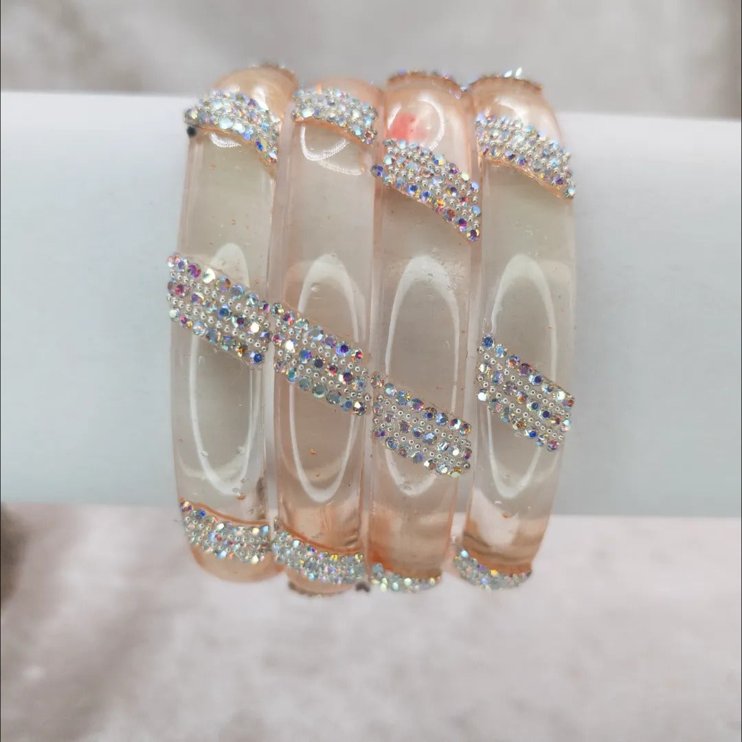 Transparente Glas Armreifen – beige