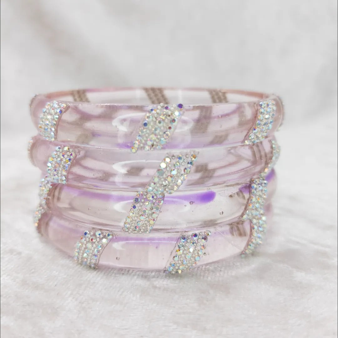 Transparente Glas Armreifen – lila