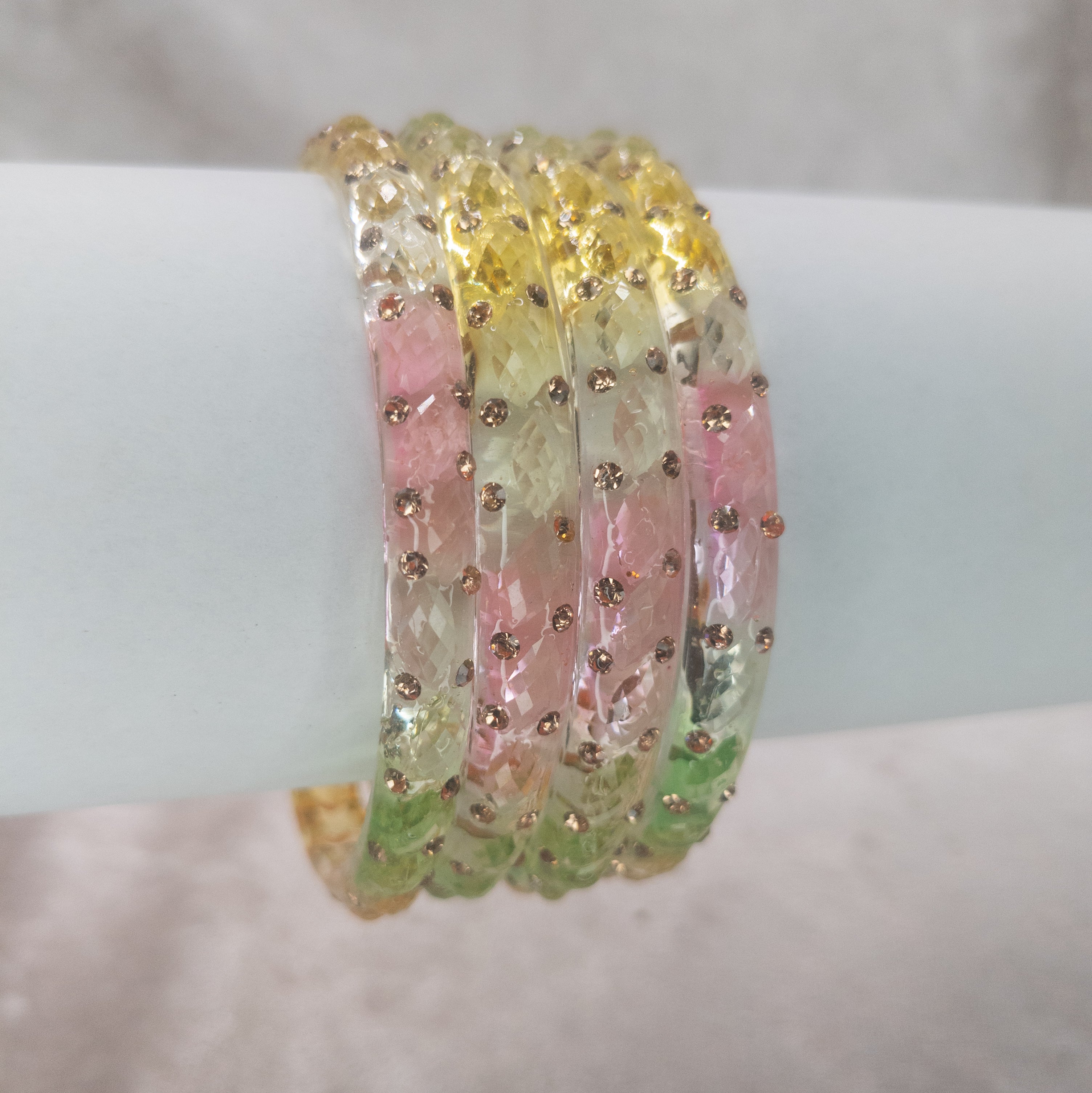 Rain Drop Glas Armreifen – 4er Set - multi color