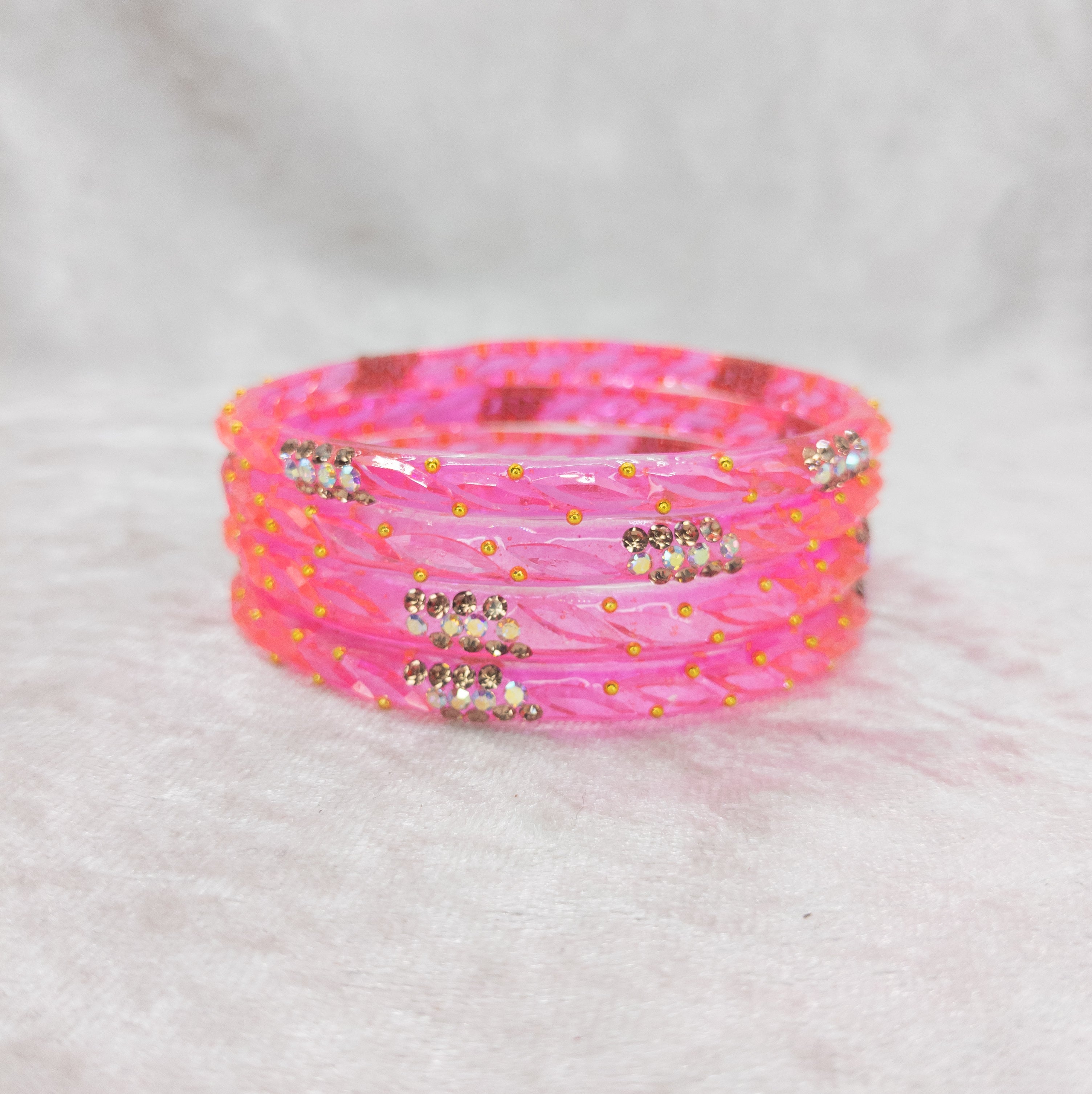 Rain Drop Glas Armreifen – 4er Set - rosa