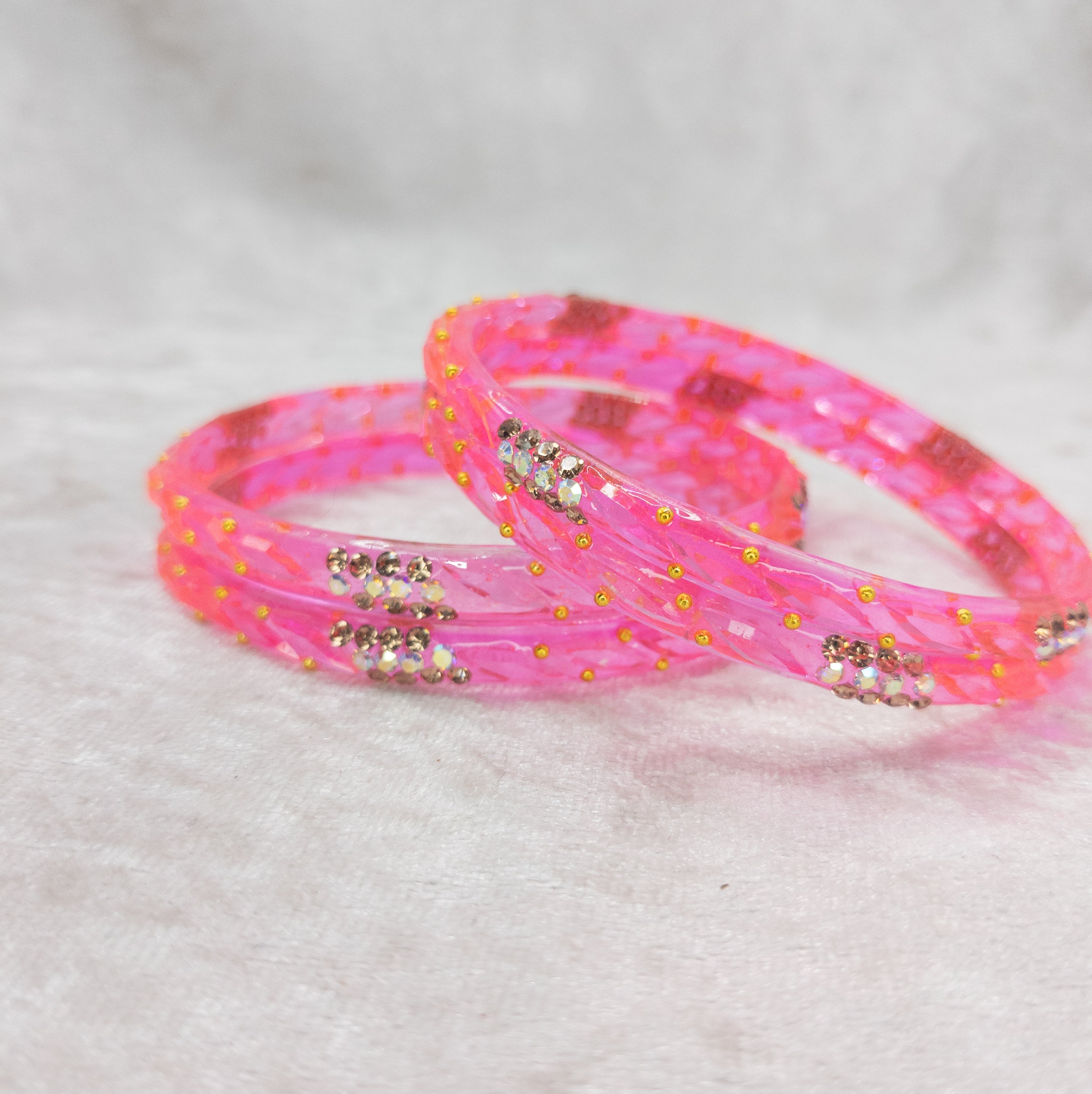 Rain Drop Glas Armreifen – 4er Set - rosa