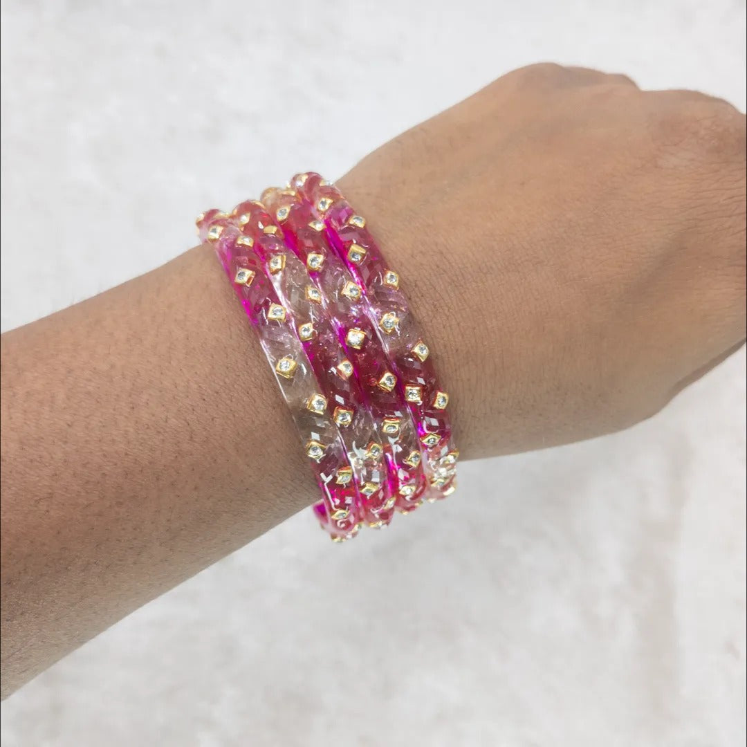 Doppelfarbige Glas Armreifen – magenta