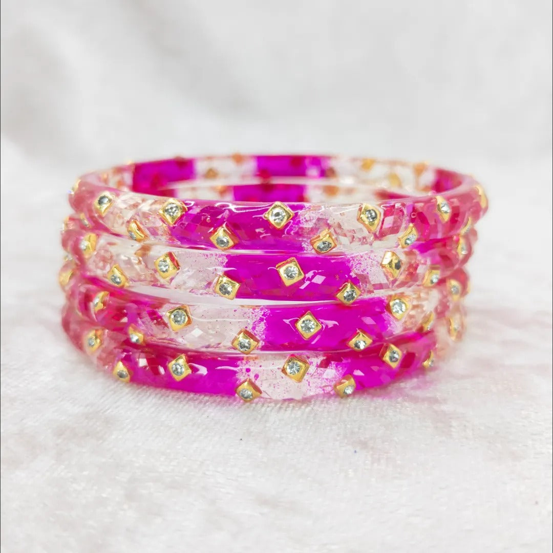 Doppelfarbige Glas Armreifen – magenta