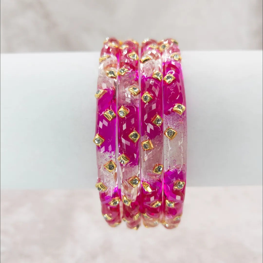 Doppelfarbige Glas Armreifen – magenta