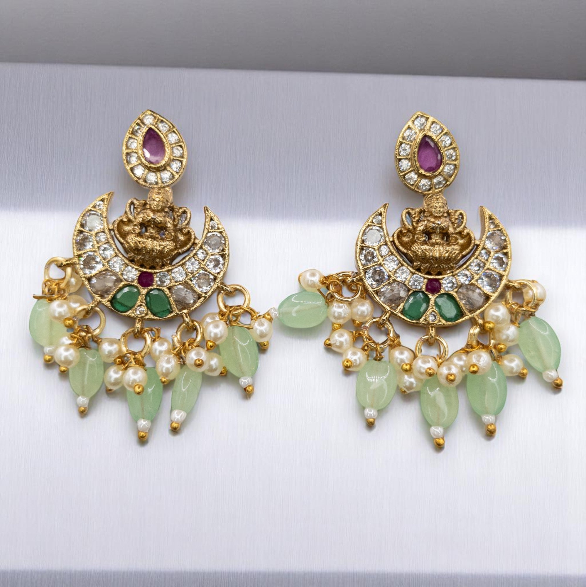 Tempel Halskette gold | mint | mit Ohrringe