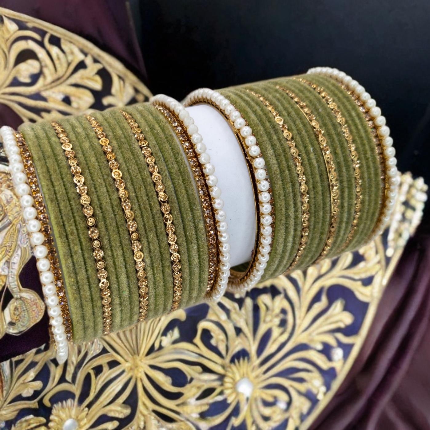 Armreifen Set - Olivgrün | Velvet | Größe 2.6