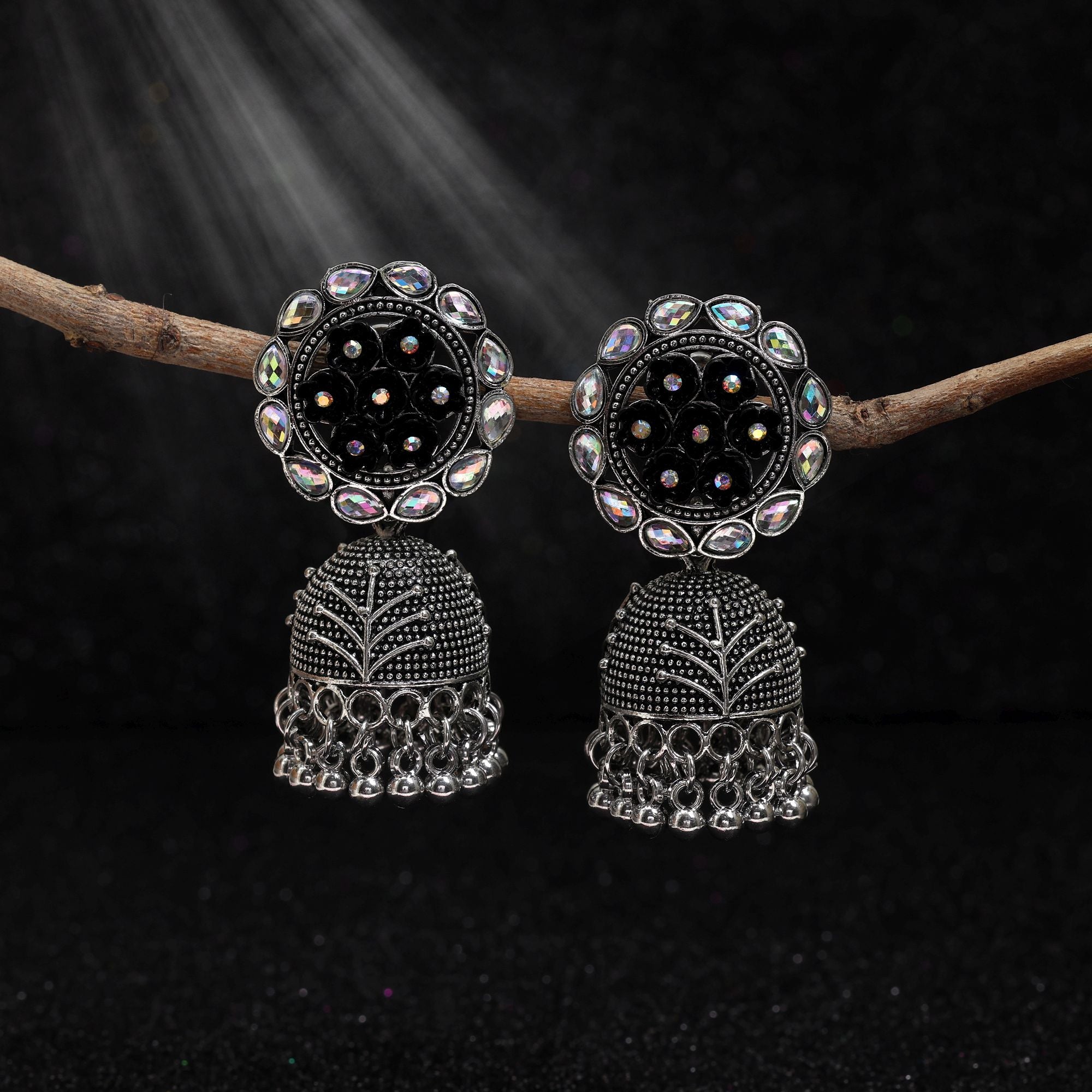 Earrings - Jumkha | silver oxidized