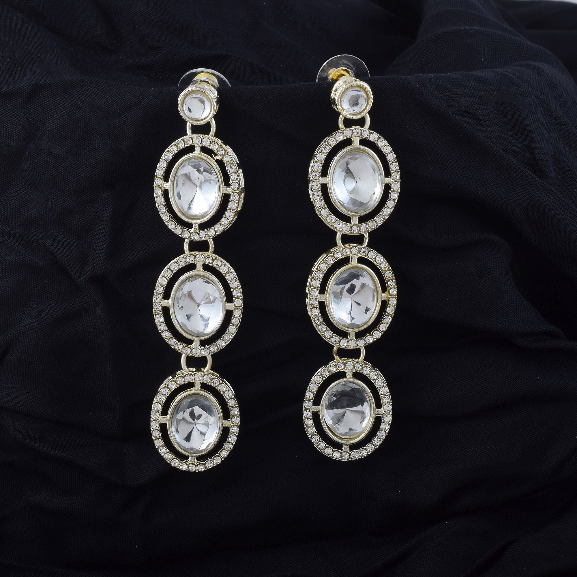 Kundan Ohrringe - gold | weiß