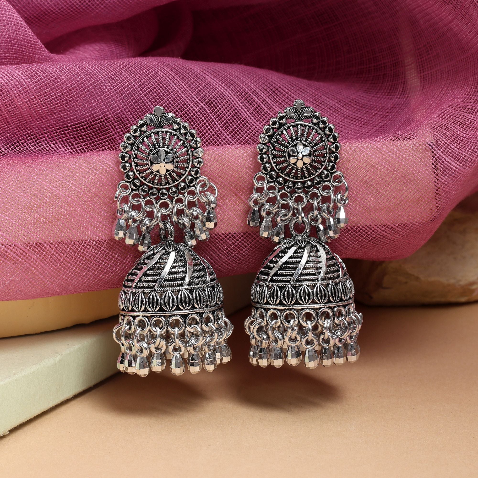Earrings - Jumkha | silver oxidized