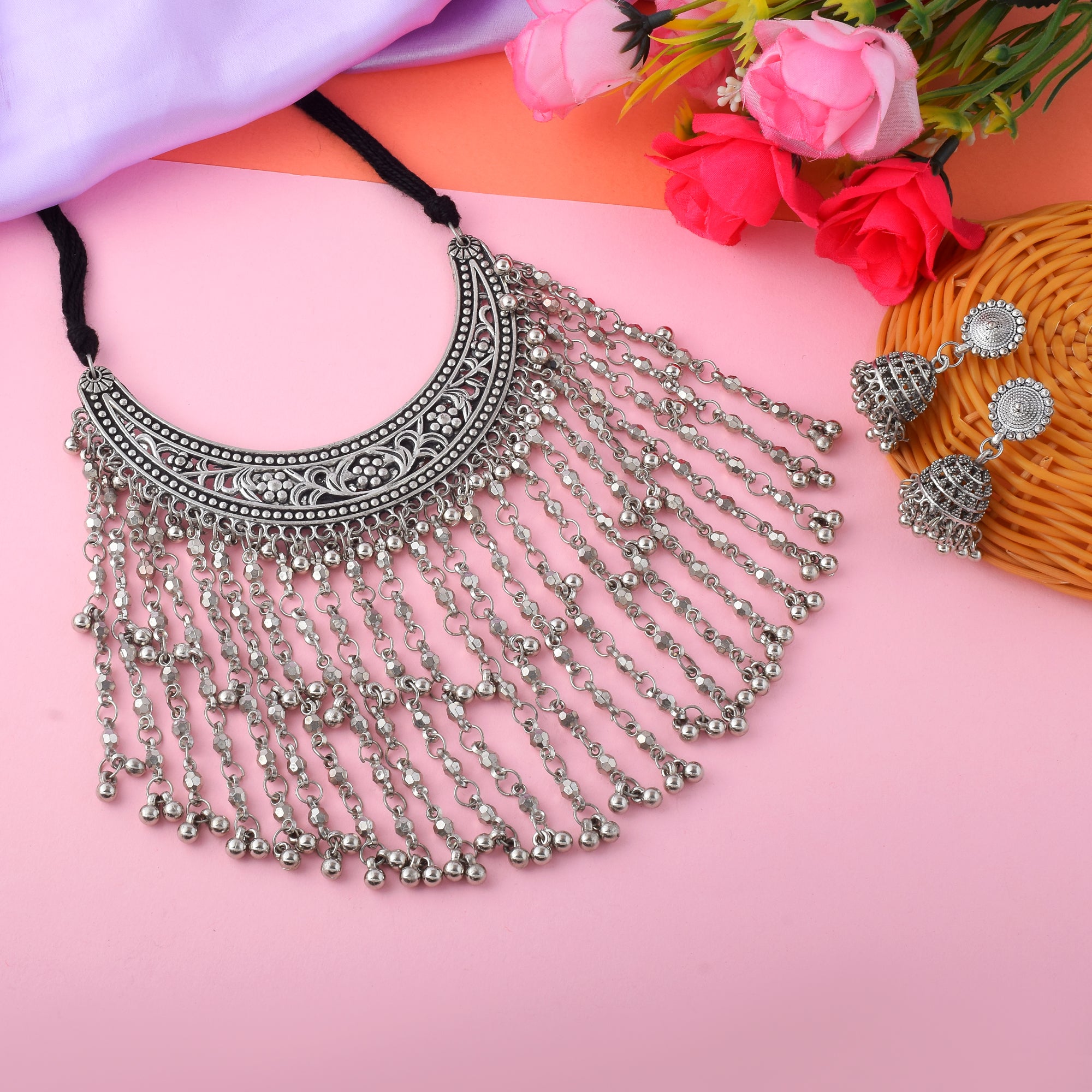 Halskette mit Ohrringe - Oxidiert