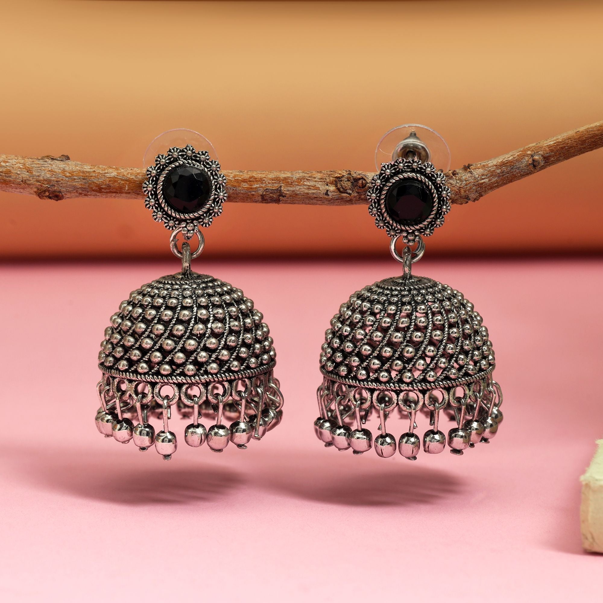 Earrings - Jumkha | silver oxidized