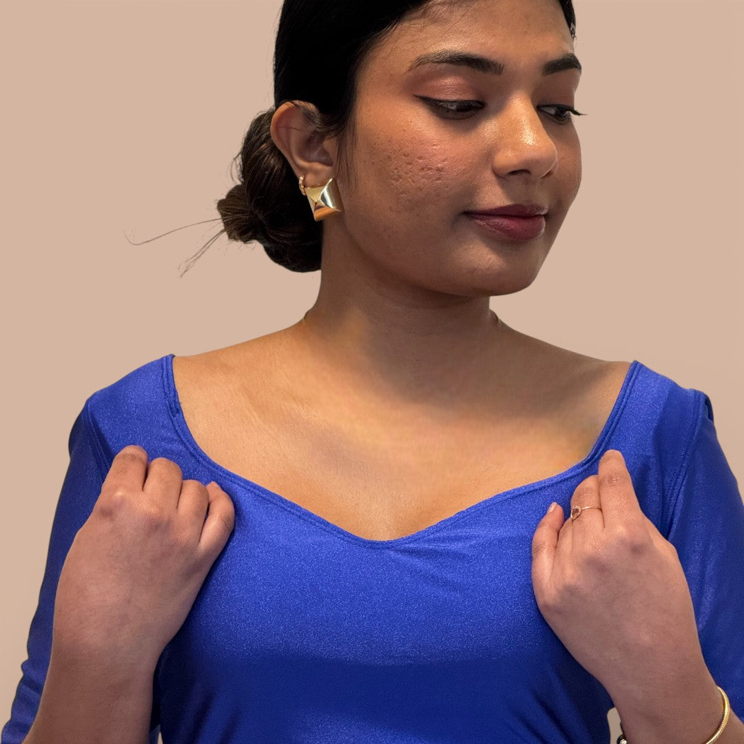Ready-made saree blouse – sweetheart neckline – blue