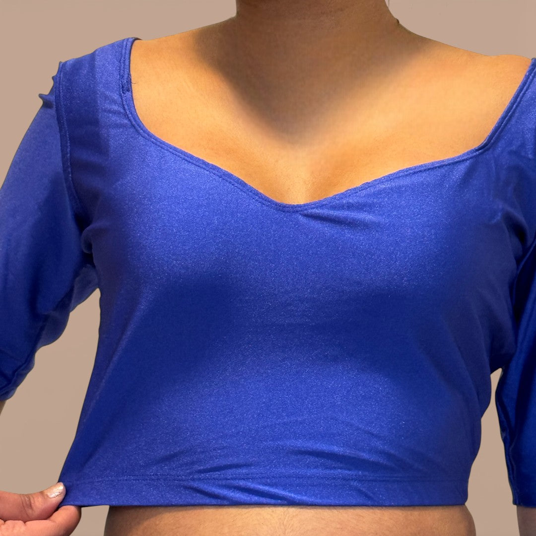 Ready-made saree blouse – sweetheart neckline – blue