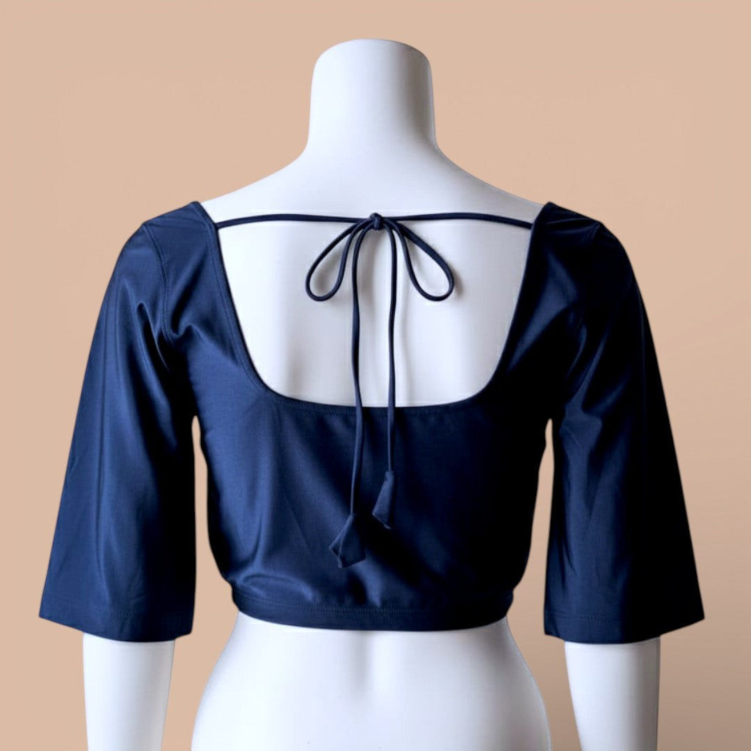 Ready-Made Saree Blusen – Herzausschnitt - Dunkel Blau