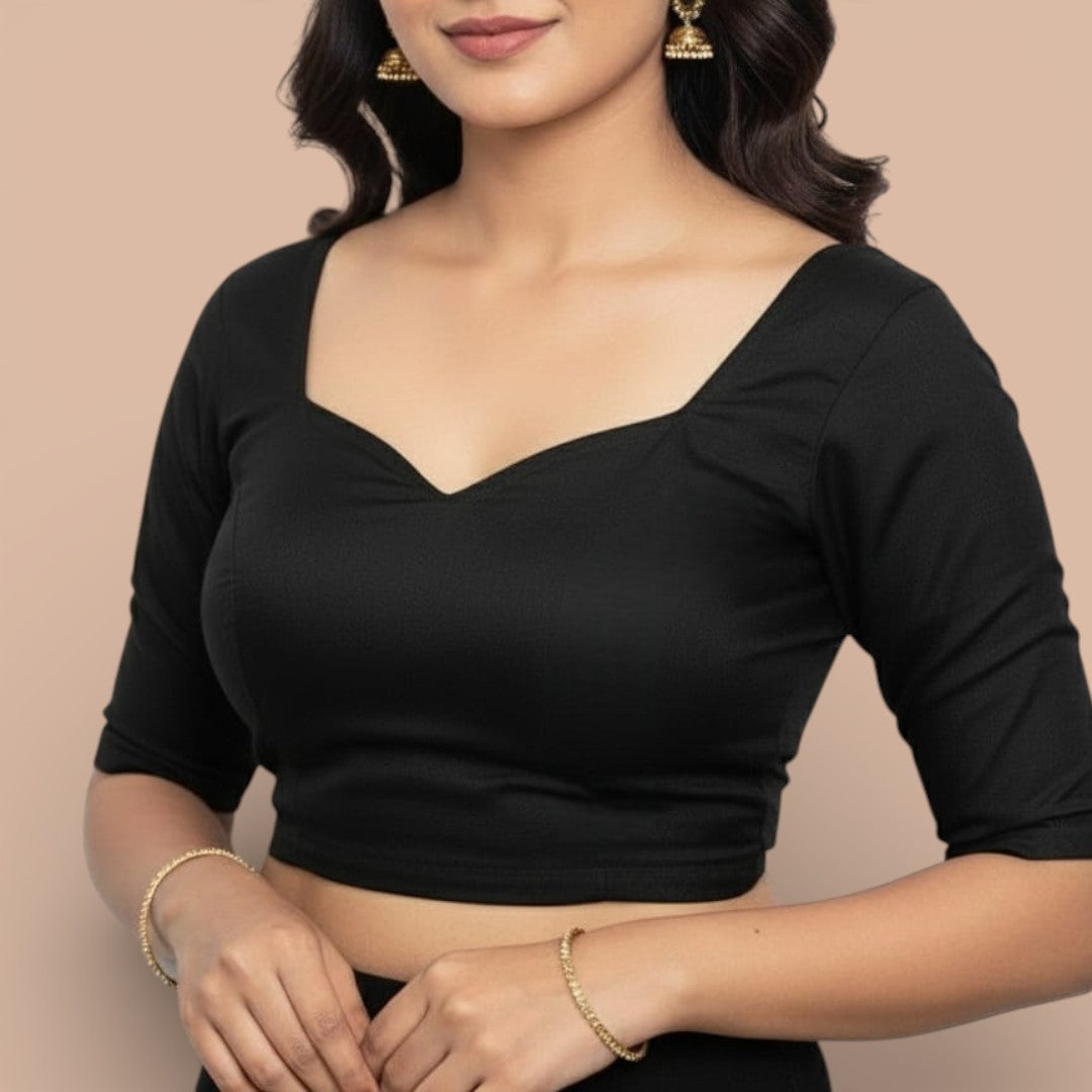 Ready-made saree blouse – sweetheart neckline – blue